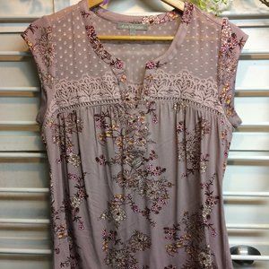 Lavender Flowered Summer Sleeveless Top